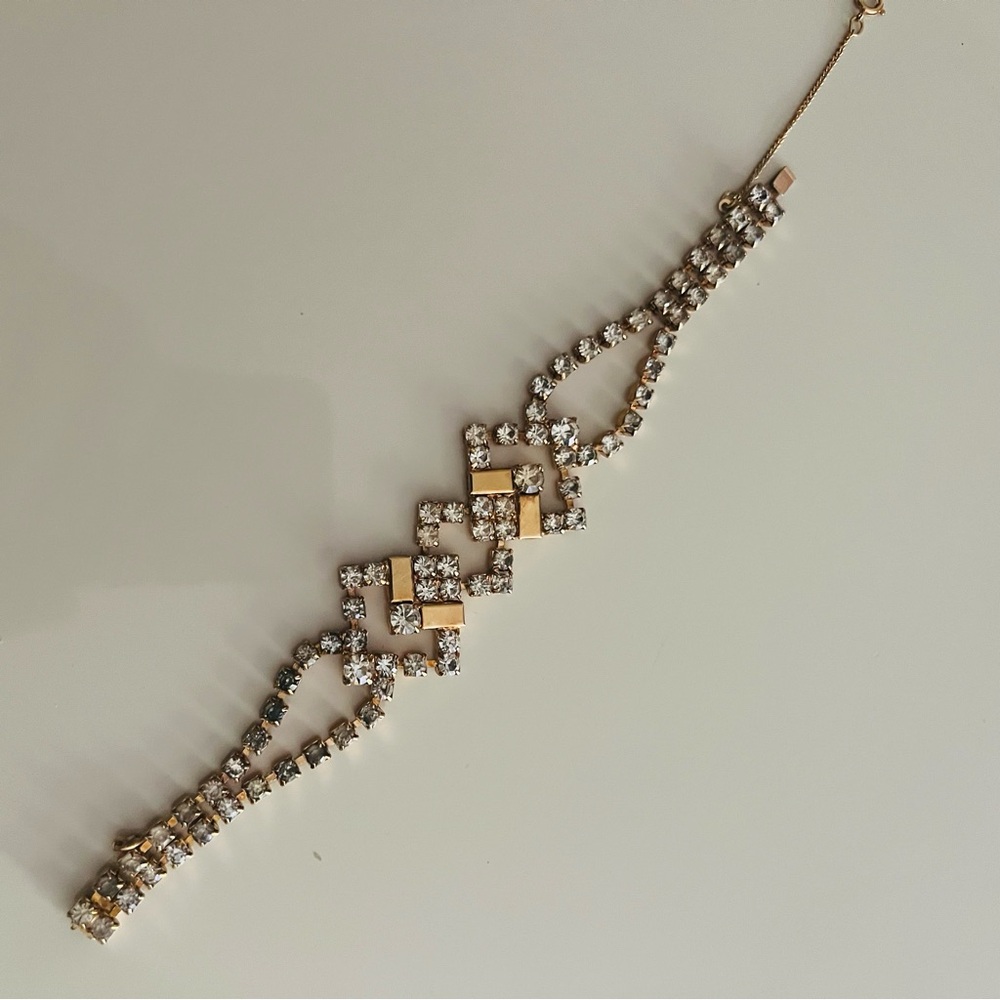 Vintage Gold and Silver Rhinestone Bracelet